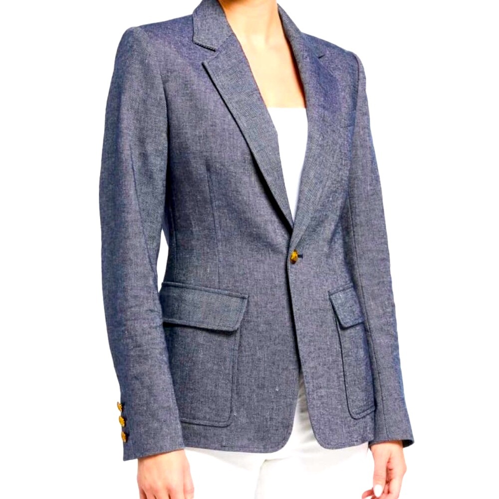A.L.C. Cotton/Linen Blazer/Jacket Grey Single Button Size 6 - Picture 2 of 16